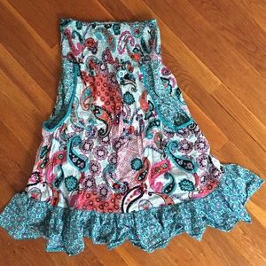Super cute bohemian strapless flowy dress