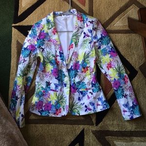 White floral blazer