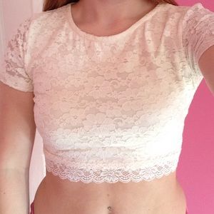White Lace Crop Top