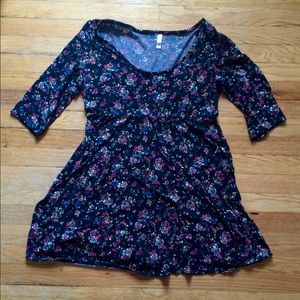 Xhilaration Black Floral Skater Dress