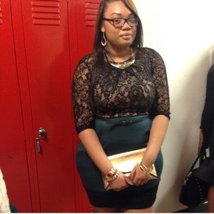 Hunter green and lace dress