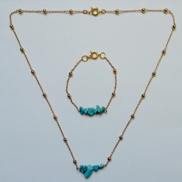 New Handmade Turquoise Necklace & Bracelet Set