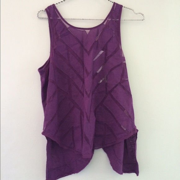 Free People Tops - Free people top tank crop purple sheer open back