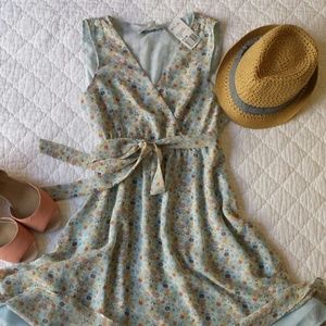 NWT! {Forever 21} Light Blue Floral Chiffon Dress