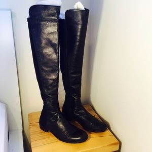 Stuart Weitzman 5050 OTK Black Leather Boots
