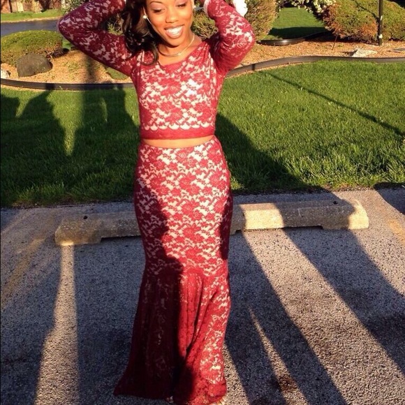 Burgundy 2 piece dress