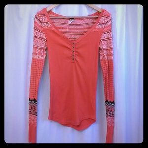 Free People orange raglan fair isle thermal