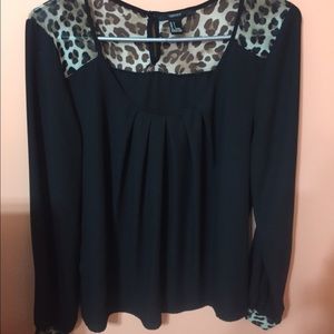 Forever 21 black chiffon long sleeve top!