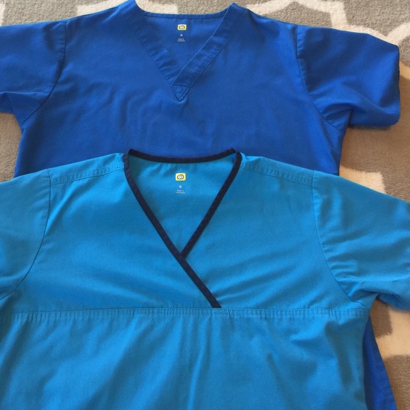 Wonder Wink teal and royal blue scrubs