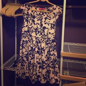 Blush and black floral print dress