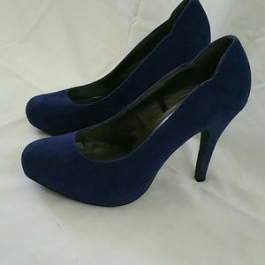 Blue suede heels