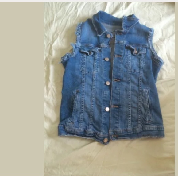 Free people denim cutoff vest