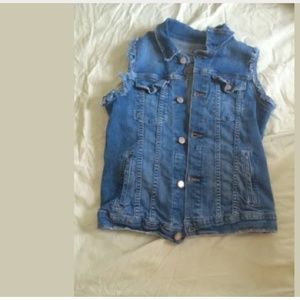 Free people denim cutoff vest