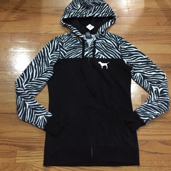 Victoria's Secret PINK Zebra hoodie XS long - Picture 1 of 4