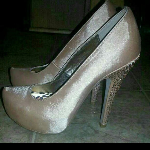 Beige Satan High Heels