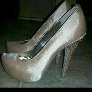 Beige Satan High Heels