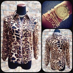 Cheetah Print Blouse. New