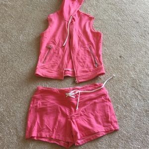 Hot Pink super cute hoodie vest and shorts