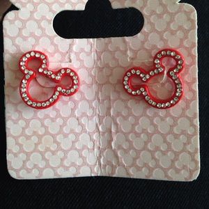 Red sparkle disney earrings