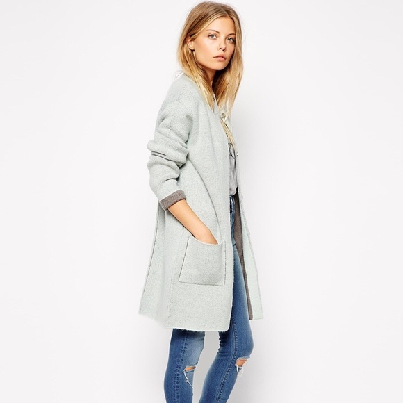 ASOS Sweater Coat Cardigan With Patch Pockets SZ 8 - Picture 4 of 4