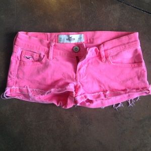 Hollister neon pink denim shorts