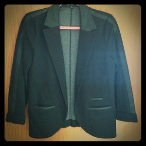 Cotton blazer with leather detailing