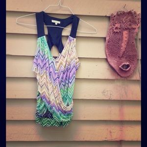 Matty M chevron stripe racer back tank