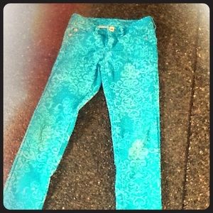Blue spiral skinny jeans