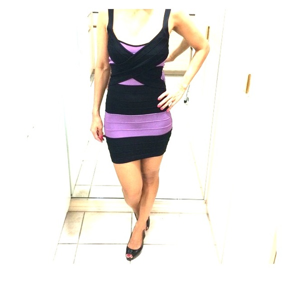 bebe Dresses & Skirts - Bebe bodycon Lavender and black party dress