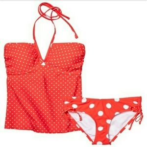 Xhiliration Juniors Orange Polka Dot Swimsuit