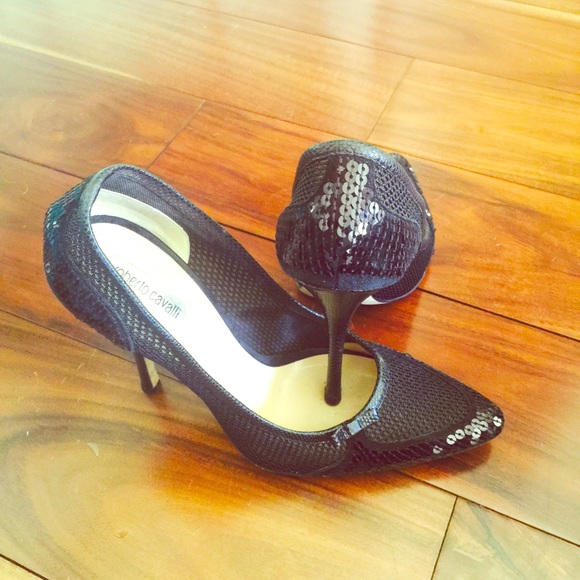 Roberto Cavalli black high heeled pumps