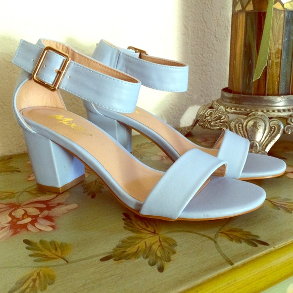 Baby Blue Mixx Sandals with Gold Buckles