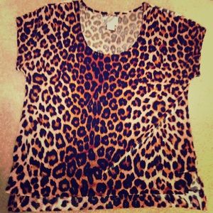 Lucky brand velvet texture leopard shirt medium