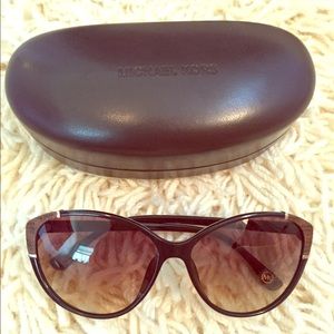 Michael Kors Leather and Gold Accents Sunglasses