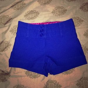 Mid rise blue shorts from body central