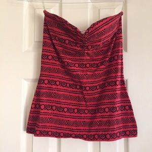 Strapless Tribal Print Top