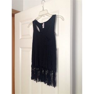 Black fringe tank top