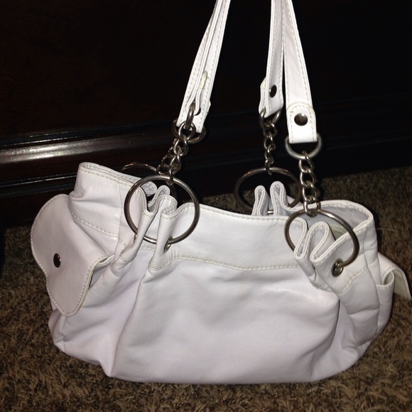 White purse with silver accents