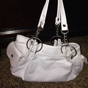 White purse with silver accents