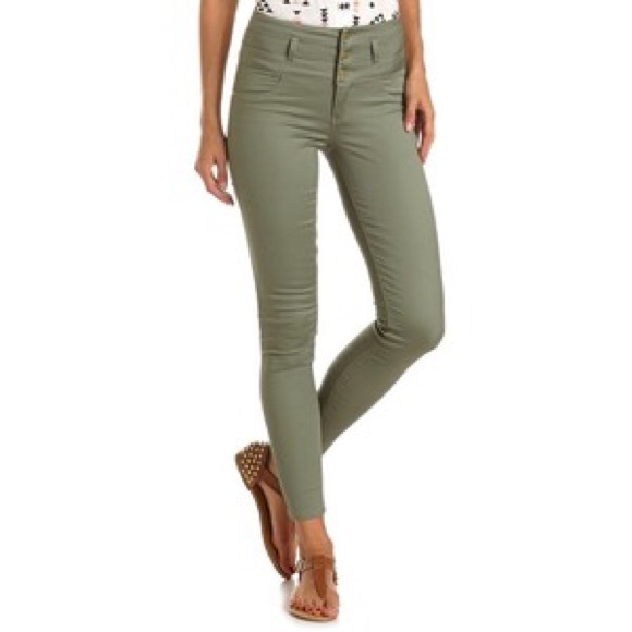 Green high waisted jeans
