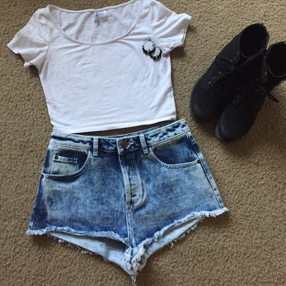 Acid wash shorts