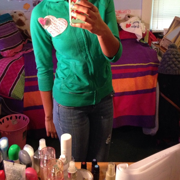 Green zip up jacket