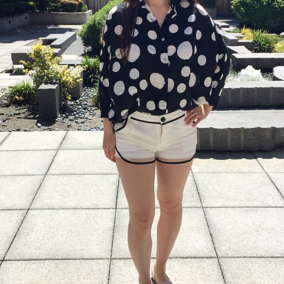 OSFM black polka dot chiffon shirt BNWOT - Picture 3 of 4