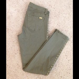 Studded Olive Green Skinny Jeans