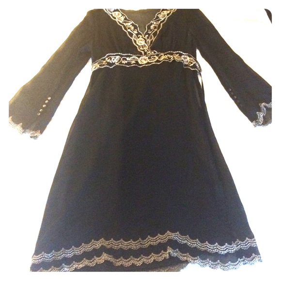 Black Beaded Silk Dress