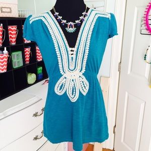 ANTHROPOLOGIE Baraschi turquoise blue top
