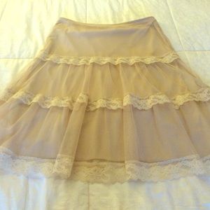 Lace A-line Beige Skirt