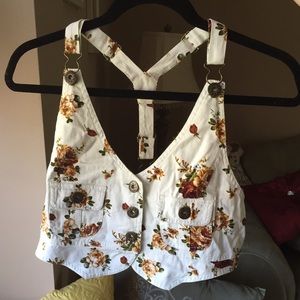 Floral Denim Vest