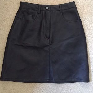 Faux Leather Vintage High Wasted Black Skirt