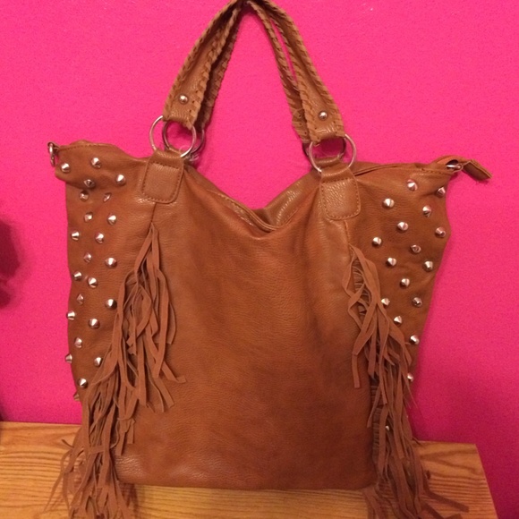 Spiked/Fringed Shoulder Bag